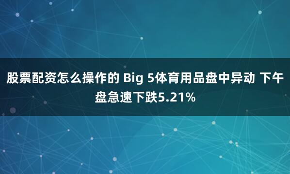 股票配资怎么操作的 Big 5体育用品盘中异动 下午盘急速下跌5.21%
